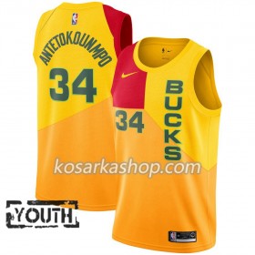 Dres Milwaukee Bucks Giannis Antetokounmpo 34 Nike 2018-19 City Edition Žuti Swingman - Dječji